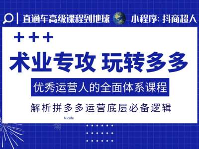 术业专攻玩转多多，优秀运营人的全面体系课程，解析拼多多运营底层必备逻辑_中创网,自媒体短视频教学_网创项目_网络创业无忧资源网