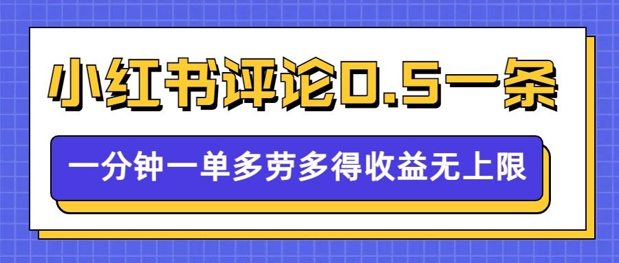 小红书留言评论，0.5元1条，一分钟一单，多劳多得，收益无上限_中创网,自媒体短视频教学_网创项目_网络创业无忧资源网