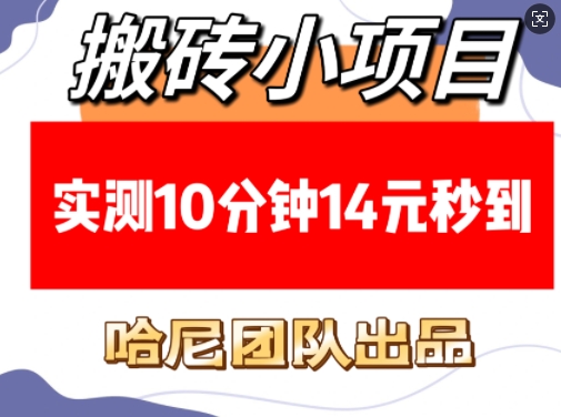 搬砖小项目，实测10分钟14元秒到，每天稳定几张(赠送必看稳定)_中创网,自媒体短视频教学_网创项目_网络创业无忧资源网