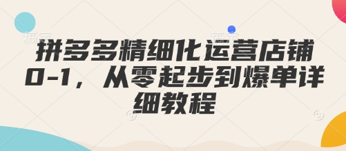 拼多多精细化运营店铺0-1，从零起步到爆单详细教程_中创网,自媒体短视频教学_网创项目_网络创业无忧资源网