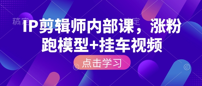 IP剪辑师内部课，涨粉跑模型+挂车视频_中创网,自媒体短视频教学_网创项目_网络创业无忧资源网