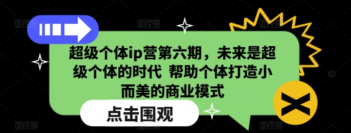 超级个体ip营第六期，未来是超级个体的时代  帮助个体打造小而美的商业模式_中创网,自媒体短视频教学_网创项目_网络创业无忧资源网