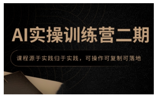 AI实操训练营二期，课程源于实践归于实践，可操作可复制可落地_中创网,自媒体短视频教学_网创项目_网络创业无忧资源网