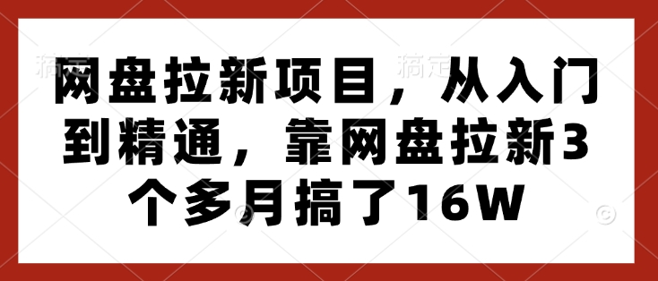 网盘拉新项目，从入门到精通，靠网盘拉新3个多月搞了16W_中创网,自媒体短视频教学_网创项目_网络创业无忧资源网