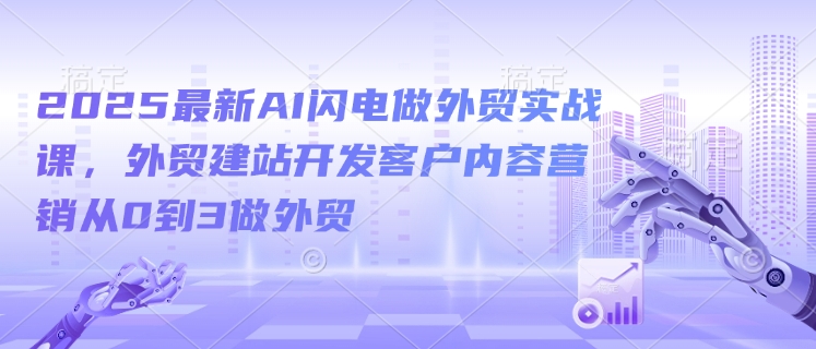 2025最新AI闪电做外贸实战课，外贸建站开发客户内容营销从0到3做外贸_中创网,自媒体短视频教学_网创项目_网络创业无忧资源网