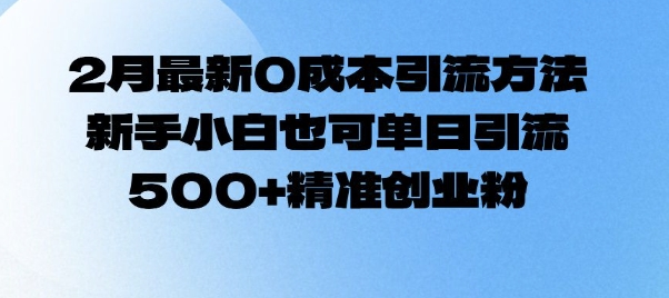 2月最新0成本引流方法，新手小白也可单日引流500+精准创业粉_中创网,自媒体短视频教学_网创项目_网络创业无忧资源网