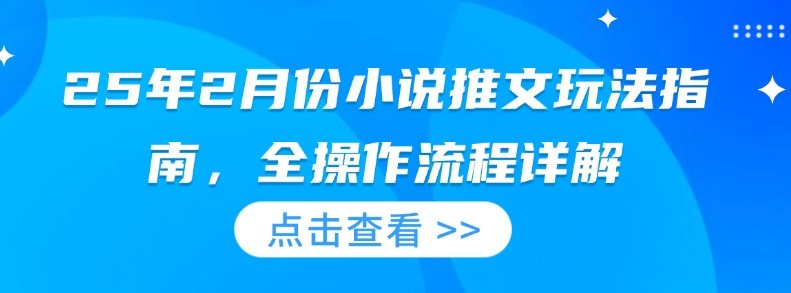 25年2月份小说推文玩法指南，全操作流程详解_中创网,自媒体短视频教学_网创项目_网络创业无忧资源网