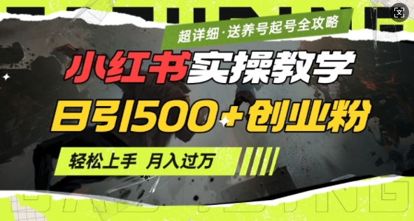 2月小红书最新日引500+创业粉实操教学【超详细】小白轻松上手，月入1W+，附小红书养号起号SOP_中创网,自媒体短视频教学_网创项目_网络创业无忧资源网