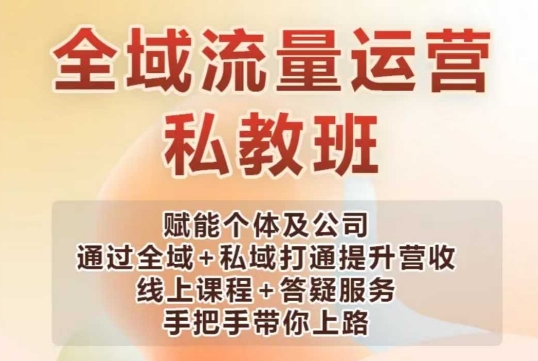 全域流量运营操盘课，赋能个体及公司通过全域+私域打通提升营收_中创网,自媒体短视频教学_网创项目_网络创业无忧资源网