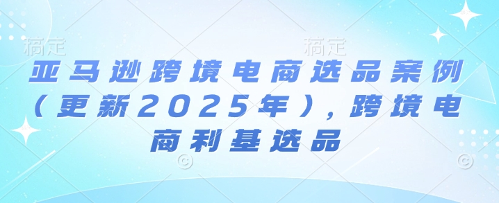 亚马逊跨境电商选品案例(更新2025年2月)，跨境电商利基选品_中创网,自媒体短视频教学_网创项目_网络创业无忧资源网