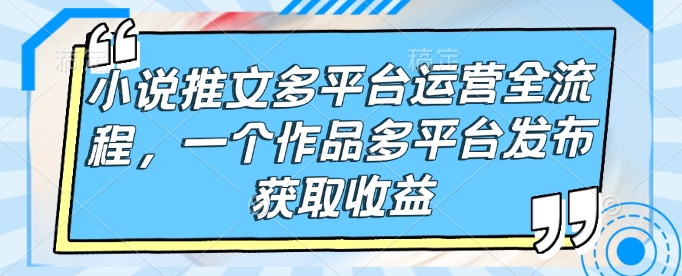小说推文多平台运营全流程，一个作品多平台发布获取收益_中创网,自媒体短视频教学_网创项目_网络创业无忧资源网