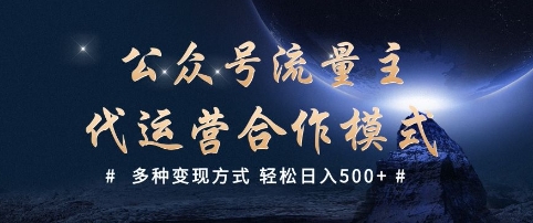 公众号流量主代运营  多种变现方式 轻松日入5张【揭秘】_中创网,自媒体短视频教学_网创项目_网络创业无忧资源网