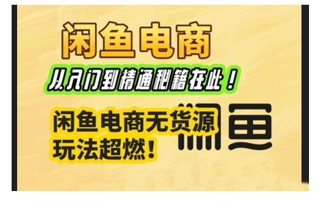 闲鱼电商实战课，从入门到精通秘籍在此，闲鱼电商无货源玩法超燃!_中创网,自媒体短视频教学_网创项目_网络创业无忧资源网