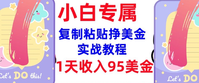 复制粘贴挣美金，0门槛，1天收入95美刀，3分钟学会，内部教程(首次公开)_中创网,自媒体短视频教学_网创项目_网络创业无忧资源网