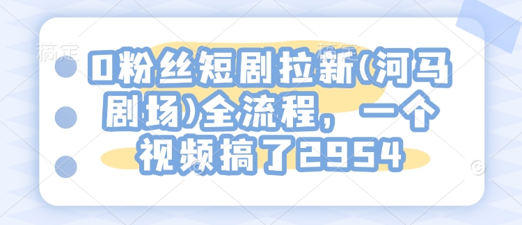0粉丝短剧拉新(河马剧场)全流程，一个视频搞了2954_中创网,自媒体短视频教学_网创项目_网络创业无忧资源网