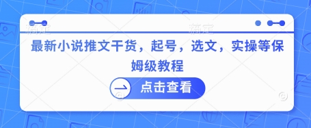 最新小说推文干货，起号，选文，实操等保姆级教程_中创网,自媒体短视频教学_网创项目_网络创业无忧资源网