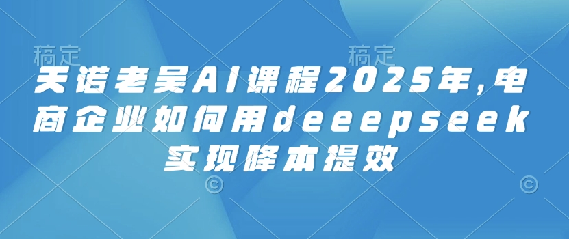 天诺老吴AI课程2025年，电商企业如何用deeepseek实现降本提效_中创网,自媒体短视频教学_网创项目_网络创业无忧资源网