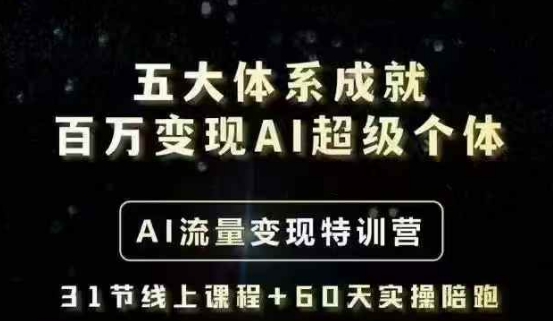 五大体系成就百万变现AI超级个体- AI流量变现特训营，一步一步教你一个人怎么年入百W_中创网,自媒体短视频教学_网创项目_网络创业无忧资源网