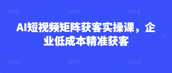 AI短视频矩阵获客实操课，企业低成本精准获客_中创网,自媒体短视频教学_网创项目_网络创业无忧资源网