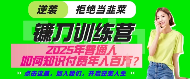 【网创项目终点站-镰刀训练营超级IP合伙人】25年普通人如何通过知识付费实现逆袭【揭秘】_中创网,自媒体短视频教学_网创项目_网络创业无忧资源网