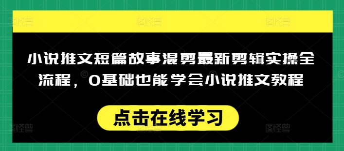 小说推文短篇故事混剪最新剪辑实操全流程，0基础也能学会小说推文教程，肯干多发日入多张_中创网,自媒体短视频教学_网创项目_网络创业无忧资源网