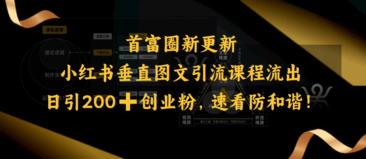 小红书垂直图文引流课程流出，日引200+创业粉，速看防和谐_中创网,自媒体短视频教学_网创项目_网络创业无忧资源网