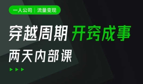 一人公司：流量变现课，一人公司的方法模型拆解， 拆解富人思维，流量思维，小老板思维等_中创网,自媒体短视频教学_网创项目_网络创业无忧资源网