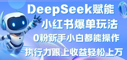 DeepSeek赋能小红书爆单玩法0粉新手小白都能操作，执行力跟上收益轻松上W，懒人勿做_中创网,自媒体短视频教学_网创项目_网络创业无忧资源网