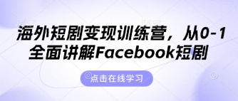 海外短剧变现训练营，从0-1全面讲解Facebook短剧_中创网,自媒体短视频教学_网创项目_网络创业无忧资源网