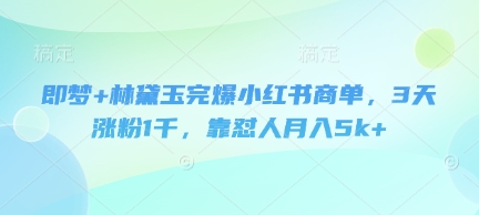 即梦+林黛玉完爆小红书商单，3天涨粉1千，靠怼人月入5k+_中创网,自媒体短视频教学_网创项目_网络创业无忧资源网