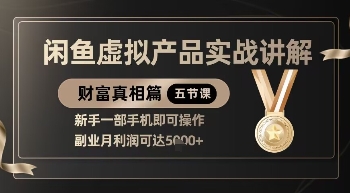 精品！闲鱼虚拟产品实战讲解，新手一部手机即可操作，副业月利润可达5k+_中创网,自媒体短视频教学_网创项目_网络创业无忧资源网