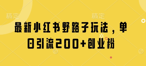 最新小红书野路子玩法，单日引流200+创业粉_中创网,自媒体短视频教学_网创项目_网络创业无忧资源网