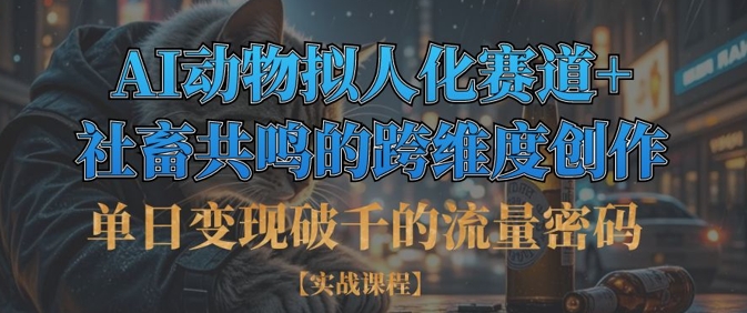 单日变现破千的流量密码，AI动物拟人化赛道+社畜共鸣的跨维度创作_中创网,自媒体短视频教学_网创项目_网络创业无忧资源网