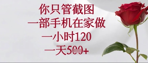 你只管截图，一部手机在家操作，一小时120.一天5张【揭秘】_中创网,自媒体短视频教学_网创项目_网络创业无忧资源网