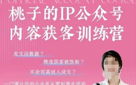桃子IP公众号内容获客训练营(第3期)，一门让你公众号从0到商业闭环的课程_中创网,自媒体短视频教学_网创项目_网络创业无忧资源网