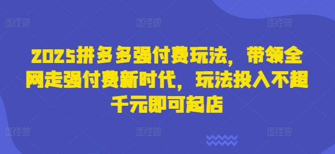 2025拼多多强付费玩法，带领全网走强付费新时代，玩法投入不超千元即可起店_中创网,自媒体短视频教学_网创项目_网络创业无忧资源网