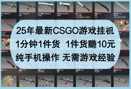 25年最新CSGO游戏挂G，1分钟1件货，1件货挣10元，纯手机操作，无需游戏经验【揭秘】_中创网,自媒体短视频教学_网创项目_网络创业无忧资源网