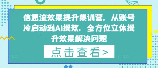 信息流效果提升集训营，从账号冷启动到AI提效，全方位立体提升效果解决问题_中创网,自媒体短视频教学_网创项目_网络创业无忧资源网