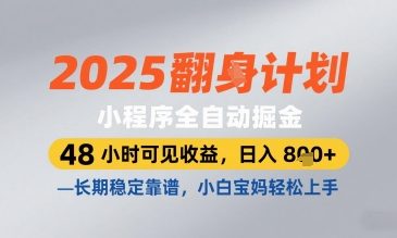 2025小程序全自动掘金，48 小时可见收益，日入8张，长期稳定靠谱，小白宝妈轻松上手【揭秘】_中创网,自媒体短视频教学_网创项目_网络创业无忧资源网