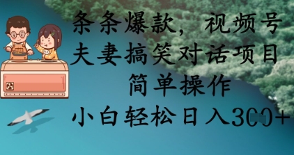条条爆款，视频号夫妻搞笑对话项目，简单操作，小白轻松日入3张+_中创网,自媒体短视频教学_网创项目_网络创业无忧资源网