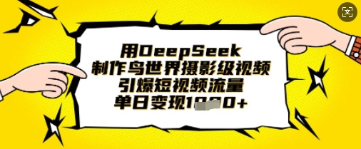 用DeepSeek制作鸟世界摄影级视频，引爆短视频流量，单日变现1k_中创网,自媒体短视频教学_网创项目_网络创业无忧资源网