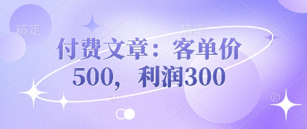 付费文章：客单价500，利润300_中创网,自媒体短视频教学_网创项目_网络创业无忧资源网