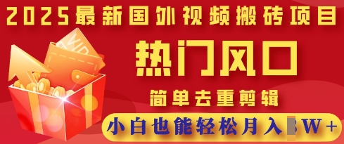 2025最新视频搬砖项目，热门风口，简单去重剪辑，小白也能轻松月入过W_中创网,自媒体短视频教学_网创项目_网络创业无忧资源网