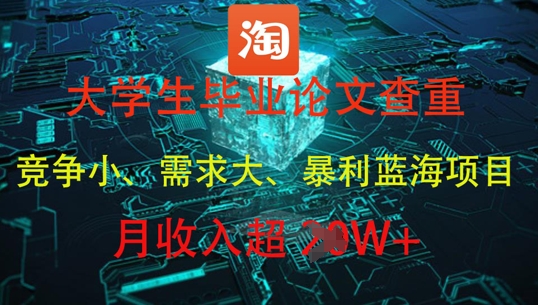 大学生毕业论文查重，暴利蓝海项目，月收入过1W+_中创网,自媒体短视频教学_网创项目_网络创业无忧资源网