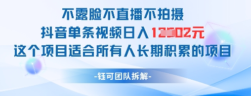 不露脸不直播不拍摄抖音单条视频日入1k+这个项目适合所有人长期积累的项目_中创网,自媒体短视频教学_网创项目_网络创业无忧资源网