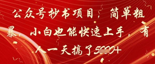 公众号抄书项目，简单粗暴，小白也能快速上手，有人一天搞了1k+_中创网,自媒体短视频教学_网创项目_网络创业无忧资源网