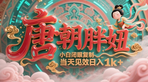 用AI克隆“唐朝胖妞”日更3条，平台疯狂推流，小白闭眼复制，当天见效，日入1k+_中创网,自媒体短视频教学_网创项目_网络创业无忧资源网