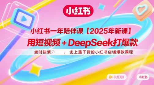 小红书一年陪伴课【2025年新课】，用短视频+deepSeek打爆款，史上最干货的小红书店铺爆款课程_中创网,自媒体短视频教学_网创项目_网络创业无忧资源网