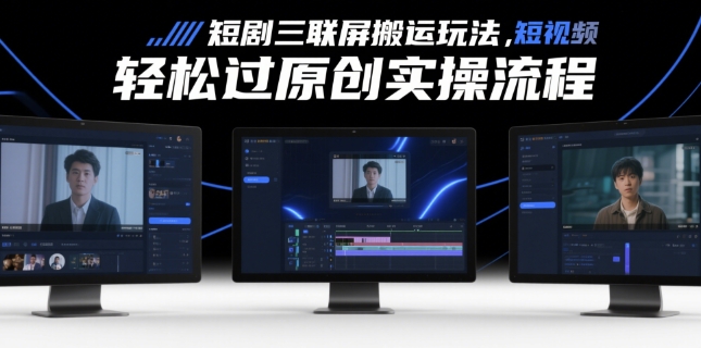 短剧三联屏搬运玩法，短剧搬运轻松过原创实操流程_中创网,自媒体短视频教学_网创项目_网络创业无忧资源网