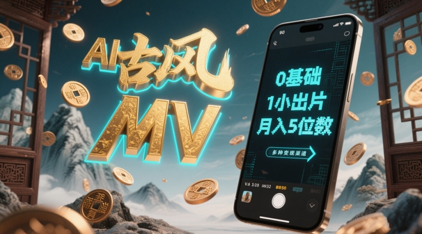 AI一键生成古风音乐MV，0剪辑基础1小时出片，多种变现渠道，一部手机月入5位数_中创网,自媒体短视频教学_网创项目_网络创业无忧资源网